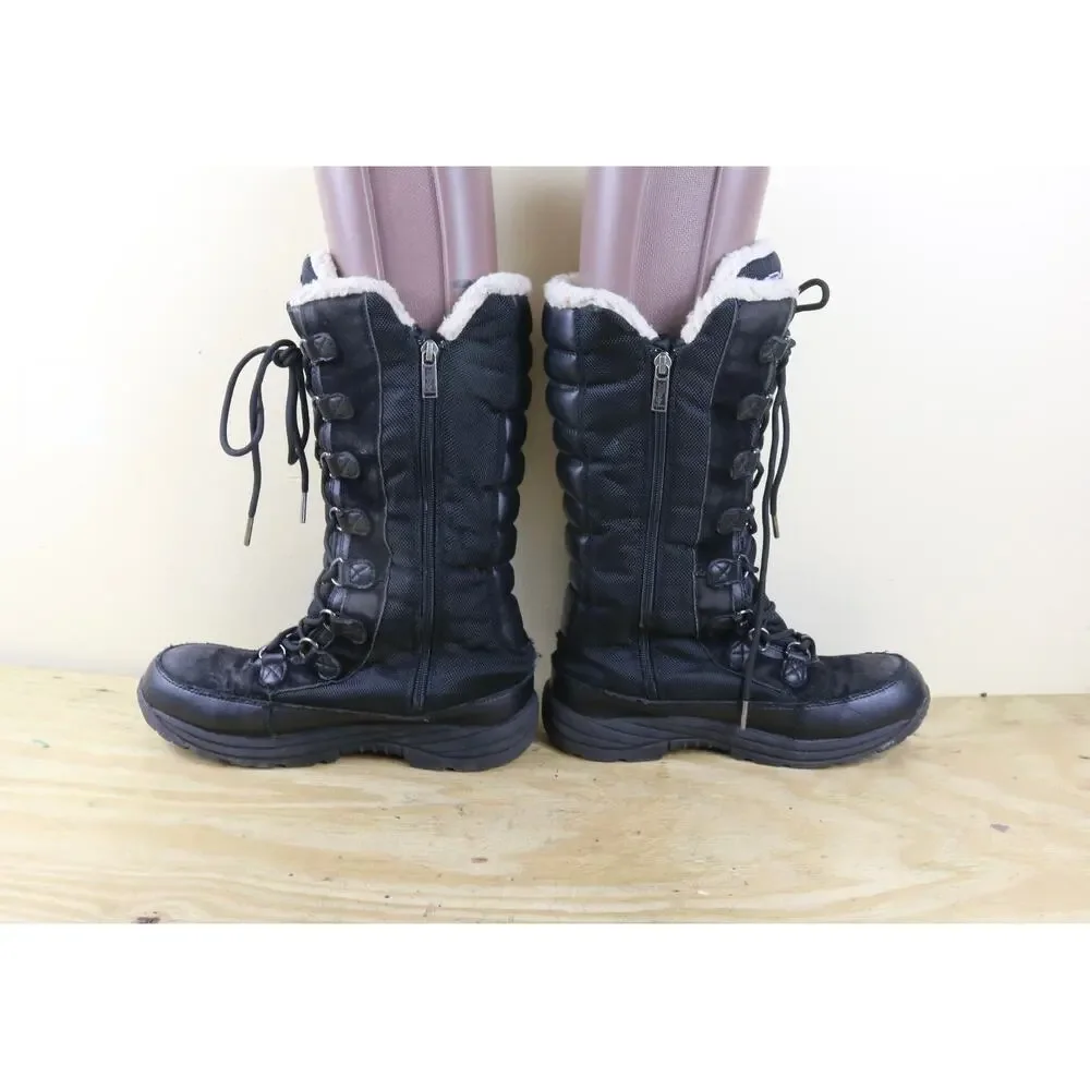 Pajar Canada Boots Women 8.5 Black Nylon Suede Greenland Fur Lined Shoes